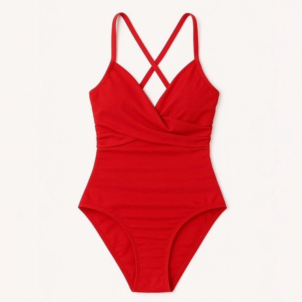 NWT Sundance Red One Piece Swimsuit Sz XS Criss Cross Back Ruched Tummy Control